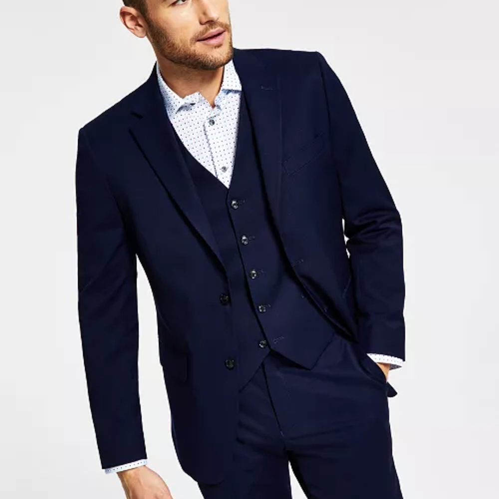 Men's Navy Blazer and Vest Set